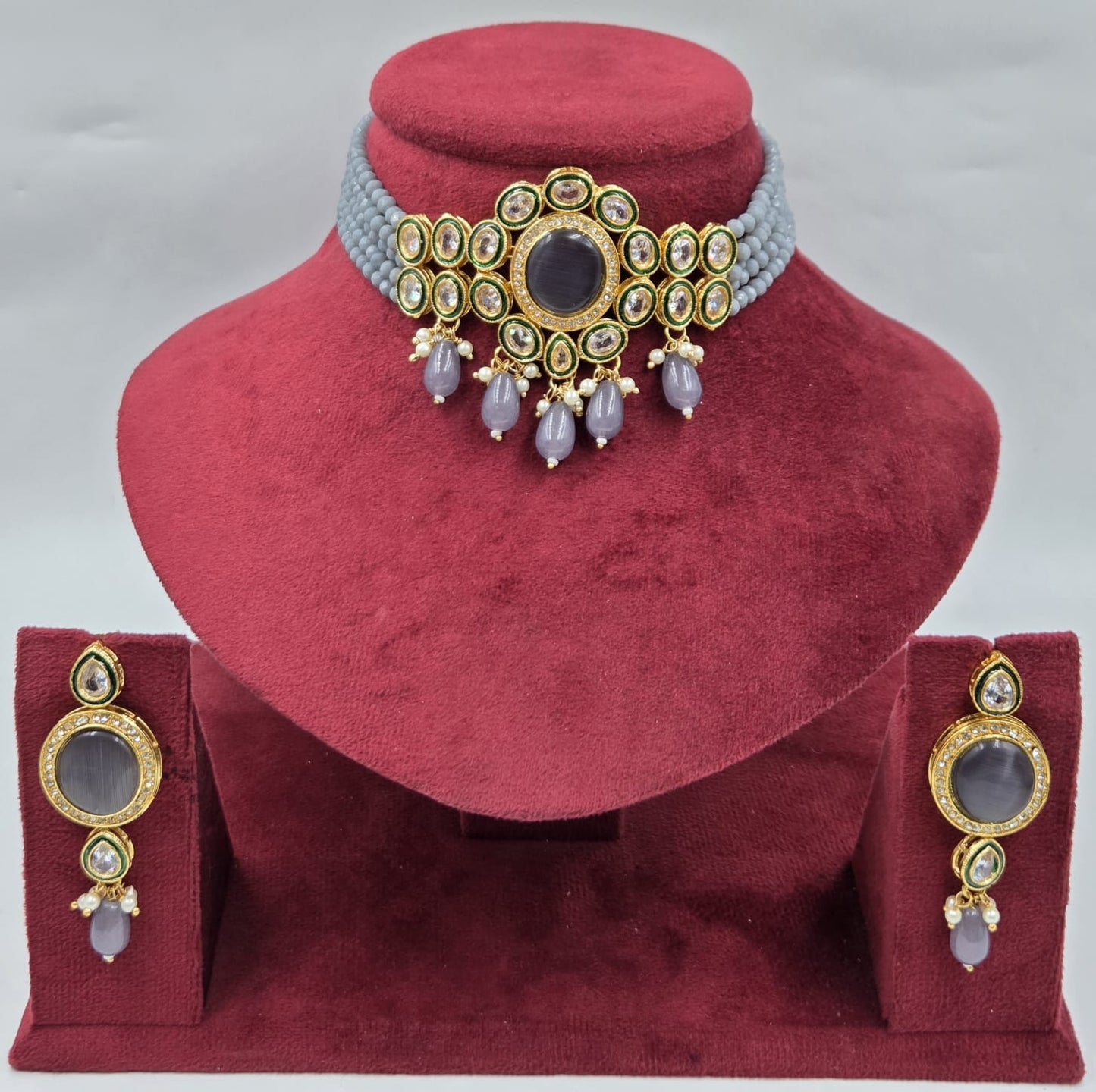 Crystal Choker with Earrings Tikka